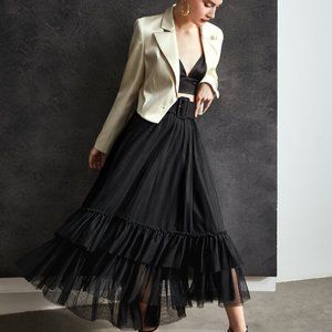 MOTF X Christian Siriano MESH LAYERED FLOWY BELTED SKIRT